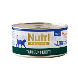Nutri Feline Tavuk Ve Ördek Etli Tahılsız Prebiyotik İlaveli Ezme Yetişkin Kedi Konservesi 70gr