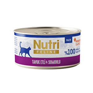 Nutri Feline Tavuk Etli Ve Somonlu Tahılsız Prebiyotik İlaveli Ezme Yetişkin Kedi Konservesi 70gr