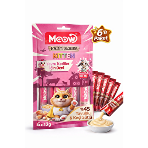 Tavuklu Ve Keçi Sütlü Yavru Kedi Krema Ödül Maması 6 X 12 Gr