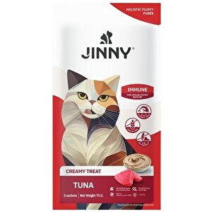 Jinny Creamy Skin Coat Ton Balıklı Ve Somonlu Kedi Sıvı Ödül Maması 5x15 Gr
