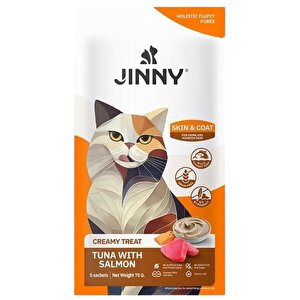 Jinny Creamy Skin Coat Ton Balıklı Ve Somonlu Kedi Sıvı Ödül Maması 5x15 Gr