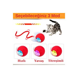Hareketli Şarjlı Işıklı 360 Derece Dönen Akıllı Oyun Topu Kuyruklu İnteraktif Kedi Köpek Oyun Topu