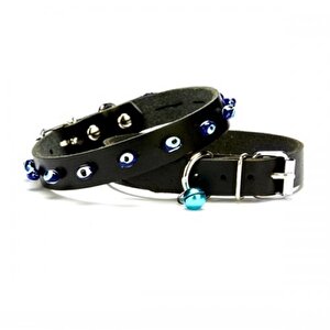 Nazar Boncuklu Kedi Ve Köpek Tasması 1x18-22 Cm Siyah Small
