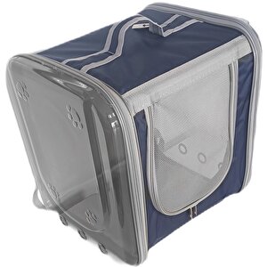 Markapet Çift Cam Kedi Köpek Taşıma Çantası 32x40x42 Cm Lacivert