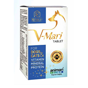 Animari V-mari Kedi Köpek Vitamin Mineral Protein Tablet 70 Adet
