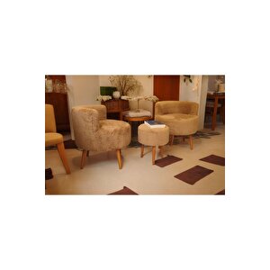 Köşe Takım,çay Seti Ikili Koltuk Berjer Ve Puf Takımı (salon, Balkon, Ofi̇s) 3 Lü Takım Kahverengi