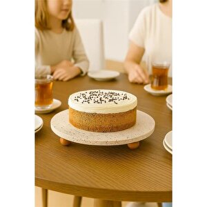Akayev Traverten 25 Cm Ahşap Boncuk Ayaklı Sunumluk