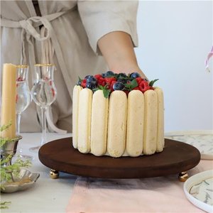 Akayev Ahşap 28 Cm Altın Ayaklı Sunum Tabağı