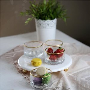Akayev Mermer Beyaz 25 Cm Boncuk Ayak Gold Elysia 4'lü Reçellik İkramlık
