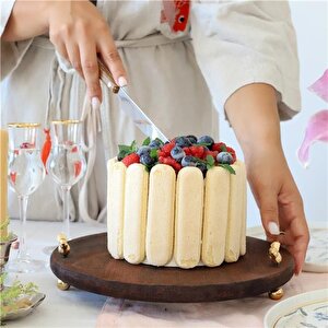 Akayev Ahşap 28 Cm Altın Ayak Kuş Sunum Tabağı