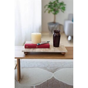 Akayev Traverten 30x20 Cm Ahşap Boncuk Ayaklı Sunumluk