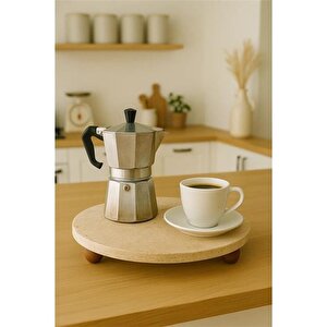 Akayev Traverten 19 Cm Ahşap Boncuk Ayaklı Sunumluk