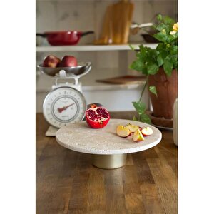 Akayev Traverten 25 Cm Metal Ayaklı Sunumluk
