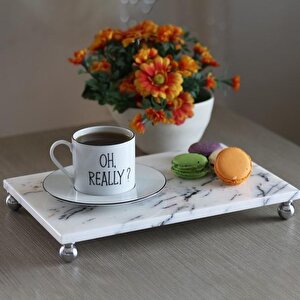 Akayev Mermer Leylak 30x20 Cm Gümüş Boncuk Ayak Sunum Tabağı