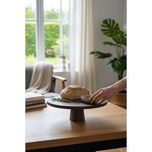 Akayev Ahşap Konik Ayaklı 26.5 Cm Yuvarlak Sunumluk