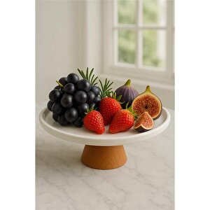 Akayev Porselen Ahşap Ayaklı 28 Cm Sunumluk
