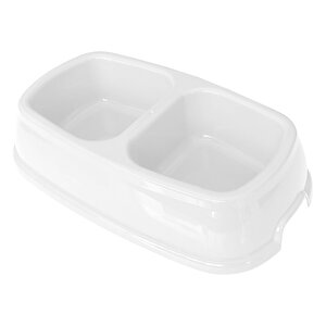 İkili Plastik Mama Ve Su Kabı 500 + 500 Ml Beyaz