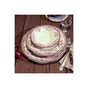 Porser Velour Maroon Fulya Yemek Seti 24 Parça