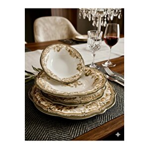 Porser Velour Brown Fulya Yemek Seti 24 Parça