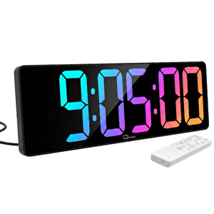 Di̇ji̇150 Rgb Renkli Büyük Ekranlı Dijital Saat | Uzaktan Kumandalı