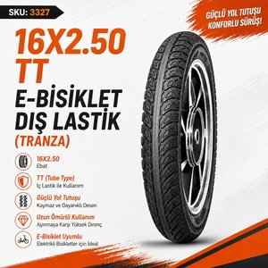 16x2.50 Tt (i̇ç Lasti̇k Gerekti̇ri̇r) Tranza  Elektri̇kli̇ Bi̇si̇klet Diş Lasti̇ği̇