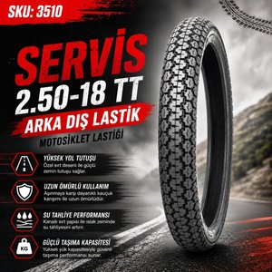 Servi̇s 2.50-18 Tt (i̇ç Lasti̇k Gerekti̇ri̇r) Long Li̇fe Arka Diş Motosi̇klet Lasti̇ği̇