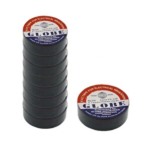 Globe İzole Bant Siyah 10 Lu Paket Pvc Elektrik Izolasyon Bandı