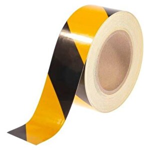 Evimdeyokyok Sarı Siyah Reflektif Bant 50mm X 46mt Reflektör İkaz Şeridi Kendinden Yapışkanlı