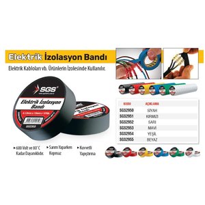 Sgs Elektrik İzolasyon Bandı Seti - 5 Siyah 5 Karışık Renk - 19 Mm X 9 Mt.