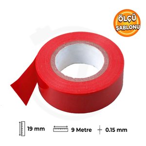 İzole Pvc Kırmızı Faz Hattı Elektrikçi Bandı 19mm X 9m) Kablo İşaretleme Ve İzolasyon Bandı