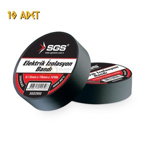 Sgs Elektrik İzolasyon Bandı - Siyah - 19 Mm X 9 Mt. - 10 Adet