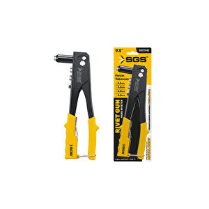 Sgs 1043 Profesyonel Perçin Tabancası Seti 9.5" 4 Farklı Başlık Ve 30 Yedek Perçin