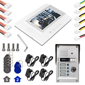 Powermaster 37t4 3 Daire 7'' Nfc Destekli Görüntülü Diafon Kapı Zili Interkom Akıllı Ev Güvenliği Sistemi