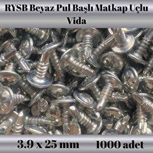 Rysb 3.9x25 Mm 1000 Adet Beyaz Pul Başlı Matkap Uçlu Vida Otomatik Vida