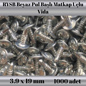 Rysb 3.9x19 Mm 1000 Adet Beyaz Pul Başlı Matkap Uçlu Vida Otomatik Vida
