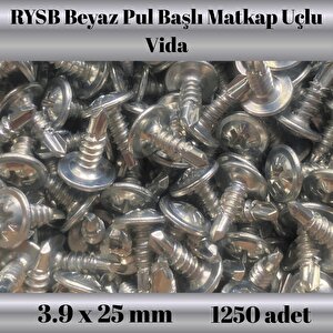 Rysb 3.9x25 Mm 1250 Adet Beyaz Pul Başlı Matkap Uçlu Vida Otomatik Vida