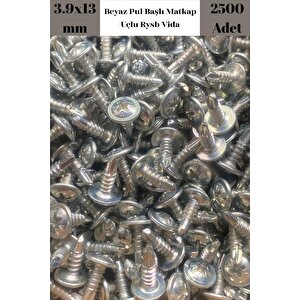 Rysb 3.9x13 Mm 2500 Adet Beyaz Pul Başlı Matkap Uçlu Vida Otomatik Vida
