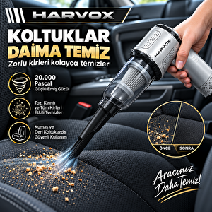 Harvox Hxvc-008 20.000 Pa Kablosuz Araç Süpürgesi – 3 Kademeli Brushless Motor, Üfleme & Şişirme