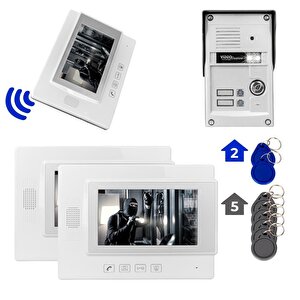 Powermaster 37t2 2 Daire 7'' Nfc Destekli Görüntülü Kapı Zili Interkom Akıllı Ev Güvenliği Sistemi
