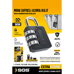 Sgs1335 3 Şifreli Mini Asma Kilit Korozyona Dayanıklı Bavul Çanta Spor Ve Okul Dolap Kilidi