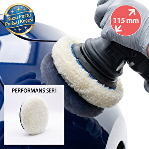 Performans Seri %100 Doğal Kuzu Postu Polisaj Keçesi 115 Mm Beyaz