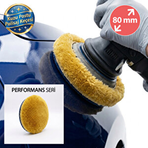 Performans Seri %100 Doğal Kuzu Postu Polisaj Keçesi 80 Mm Sarı