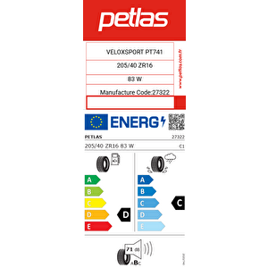 205/40 Zr16 83w Xl Rf Velox Sport Pt741 Yaz Lastiği 2024