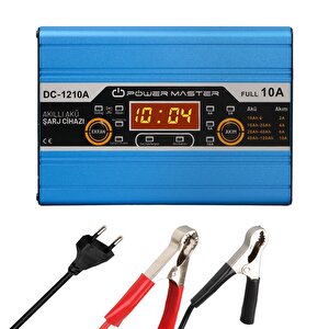 Powermaster Pm-1210a 12 Volt Max 10 Amper Lcd Ekranlı Akıllı Akü Şarj Cihazı