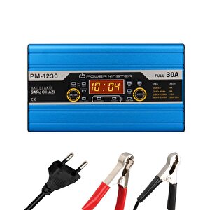 Powermaster Pm-1230a 12 Volt 30 Amper Lcd Ekranlı Akıllı Akü Şarj Cihazı