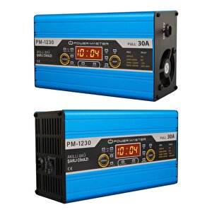 Powermaster Pm-1230a 12 Volt 30 Amper Lcd Ekranlı Akıllı Akü Şarj Cihazı