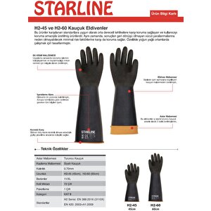 Kauçuk Eldiven Hava Ve Sıvı Geçirmeyen Yağlı Ortam Eldiveni Starline H2-45 No 11