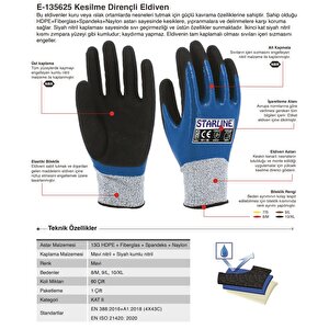 Kesilmez Eldiven E-135625 Nitril Köpük Starline 4x43c 9 Numara