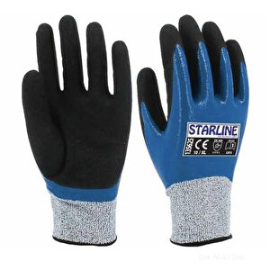 5 Çift Kesilmez Eldiven E-135625 Nitril Köpük Starline 4x43c 9 Numara