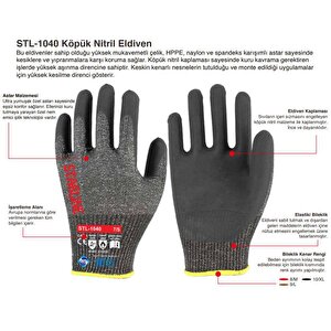 Stl-1040 Köpük Nitril Kesilmez Eldiven 10 Beden
